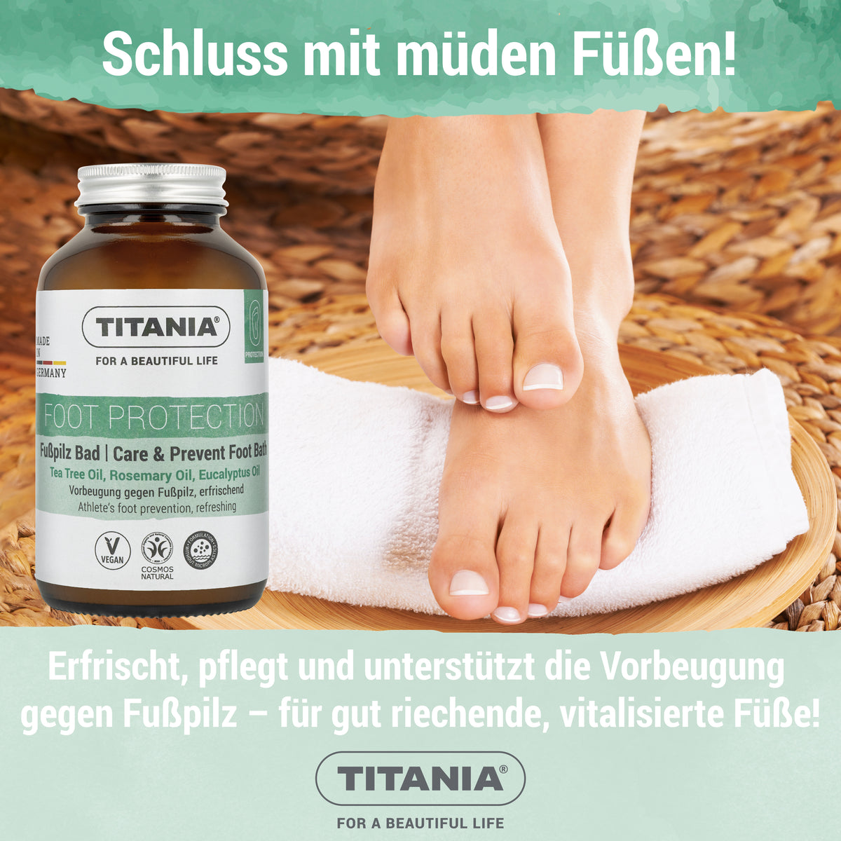 Fußbadesalz mit Teebaumöl zur Fußpilzprävention