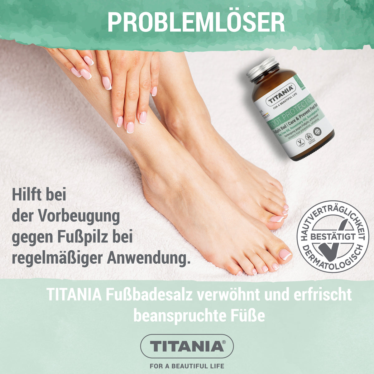 Fußbadesalz mit Teebaumöl zur Fußpilzprävention
