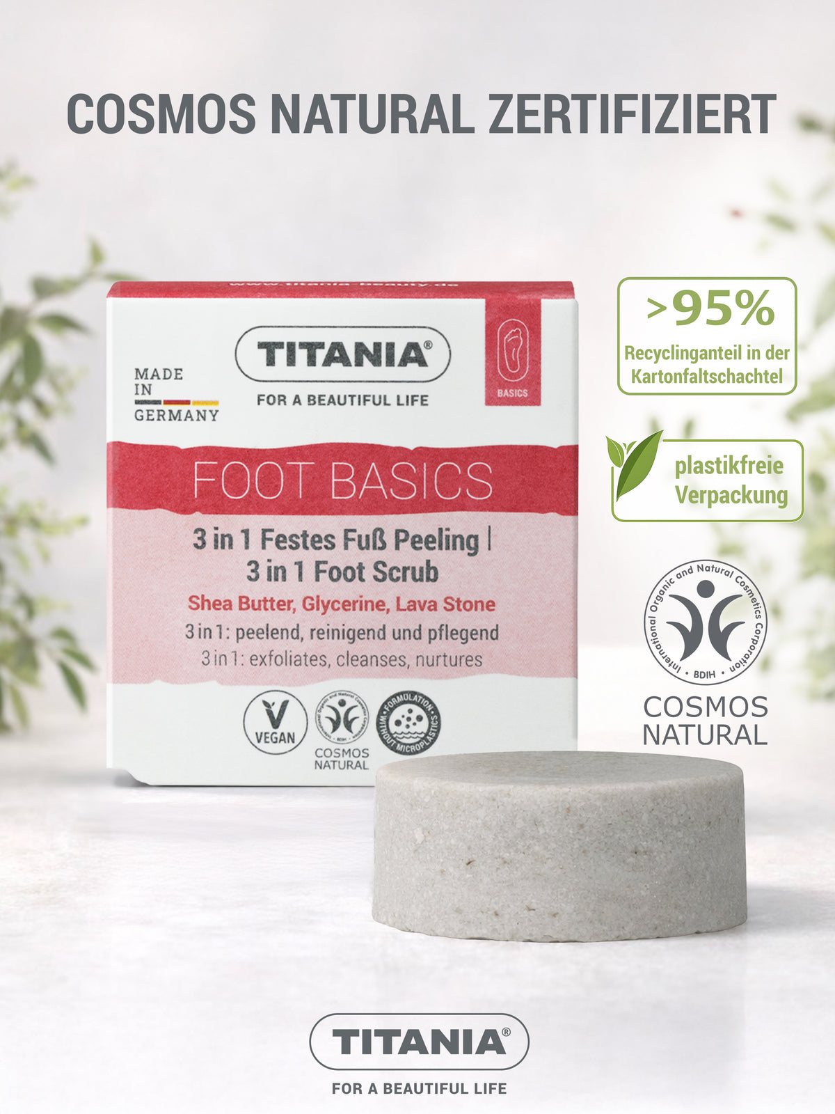 3in1 Fußpeeling Seife, Festes Fuß Peeling mit Sheabutter & Glycerin