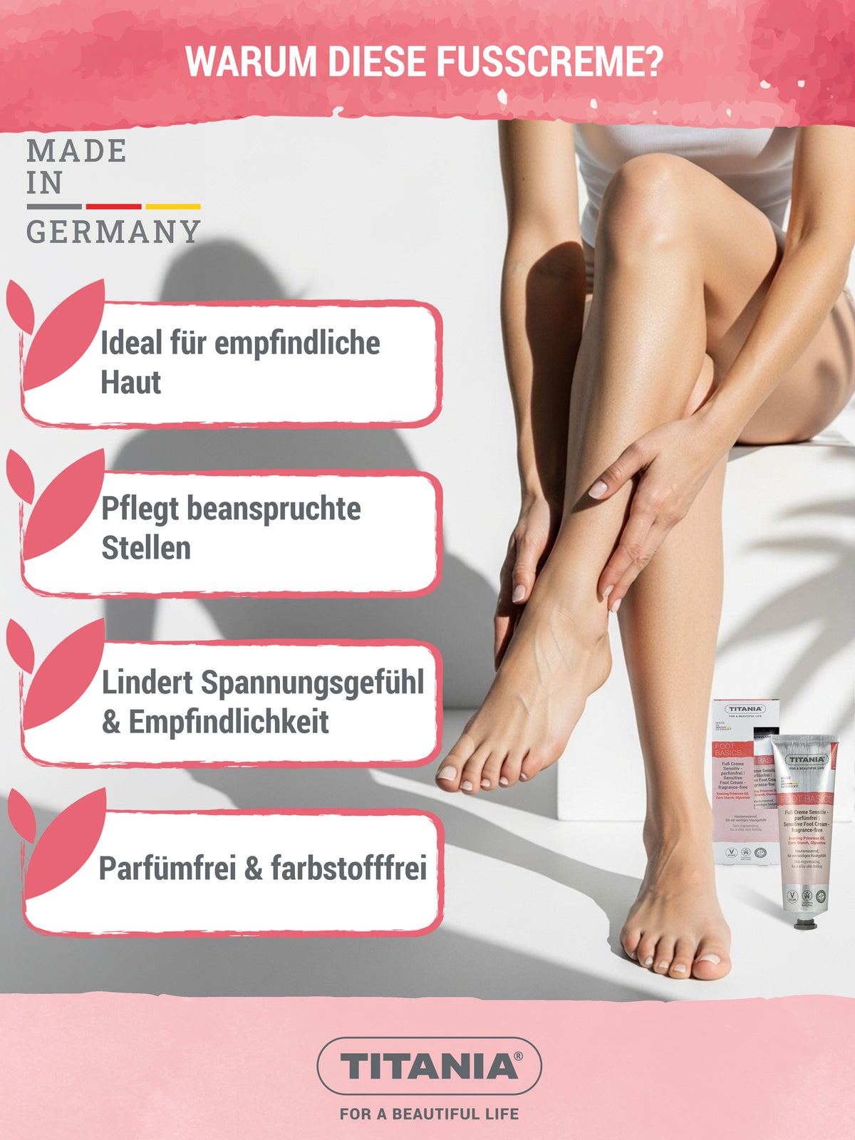 Sensitiv Fußcreme für empfindliche Haut, parfümfrei