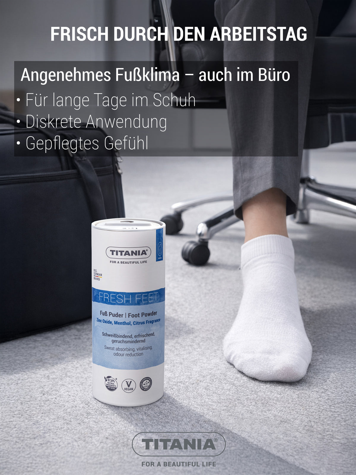 Fußpuder - bindet Schweiß, Feuchtigkeit & Gerüche