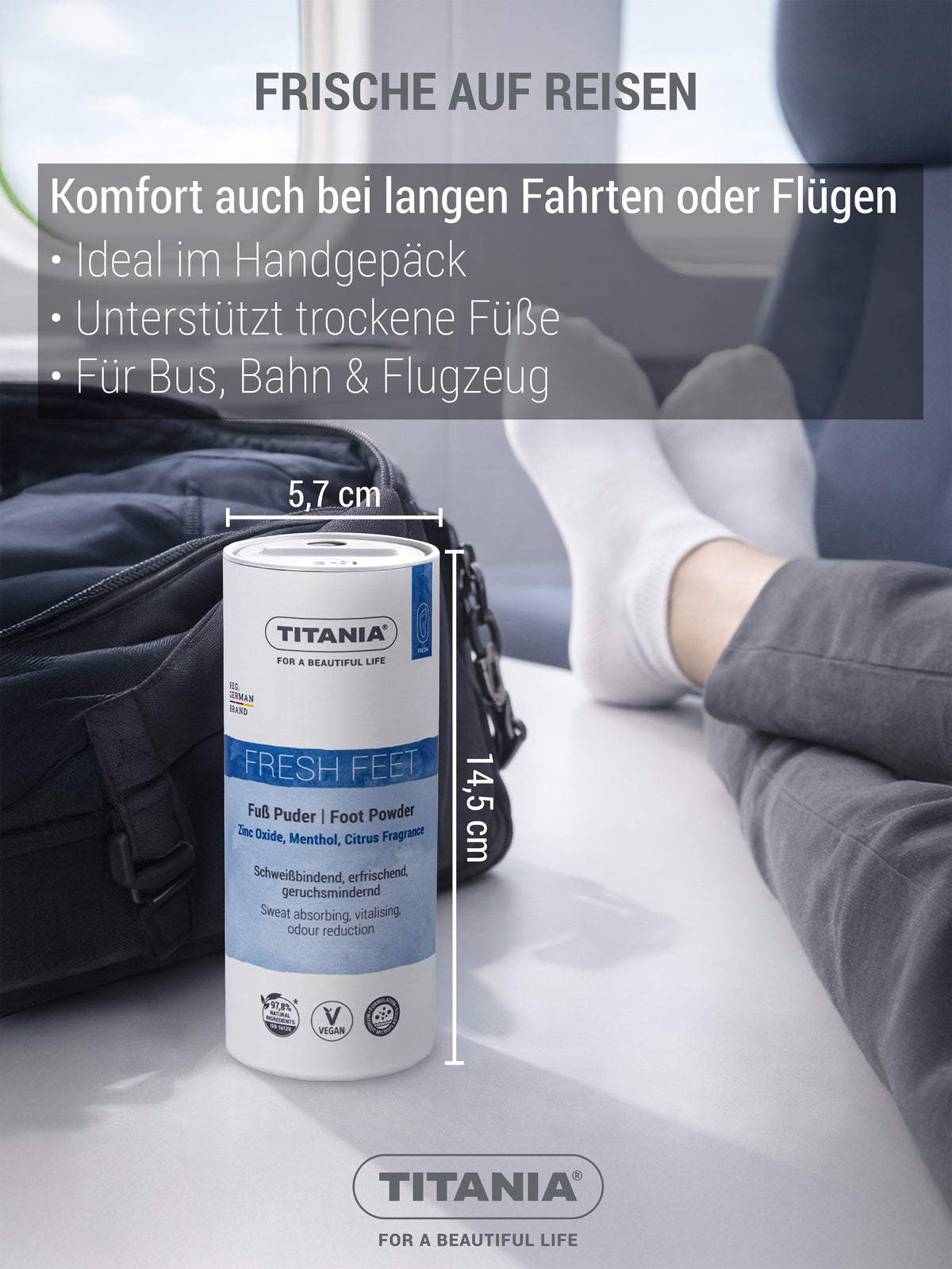 Fußpuder - bindet Schweiß, Feuchtigkeit & Gerüche
